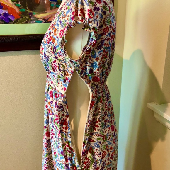 Empire Waist Jane Austen Regency Style Cotton Print Sundance Midi Dress Sz 6 - Picture 5 of 12